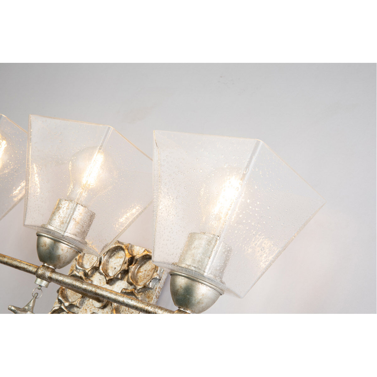 Star 3 Light 22 inch Silver leaf Bath Light Wall Light in Silver Leaf with Antique